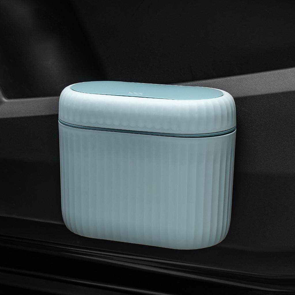 Auto Mülleimer PP Tür-montiert im Auto Desktop Tragbar Pop-up Deckel Großvolumiger Aufbewahrungseimer Papierabfall Autozubehör