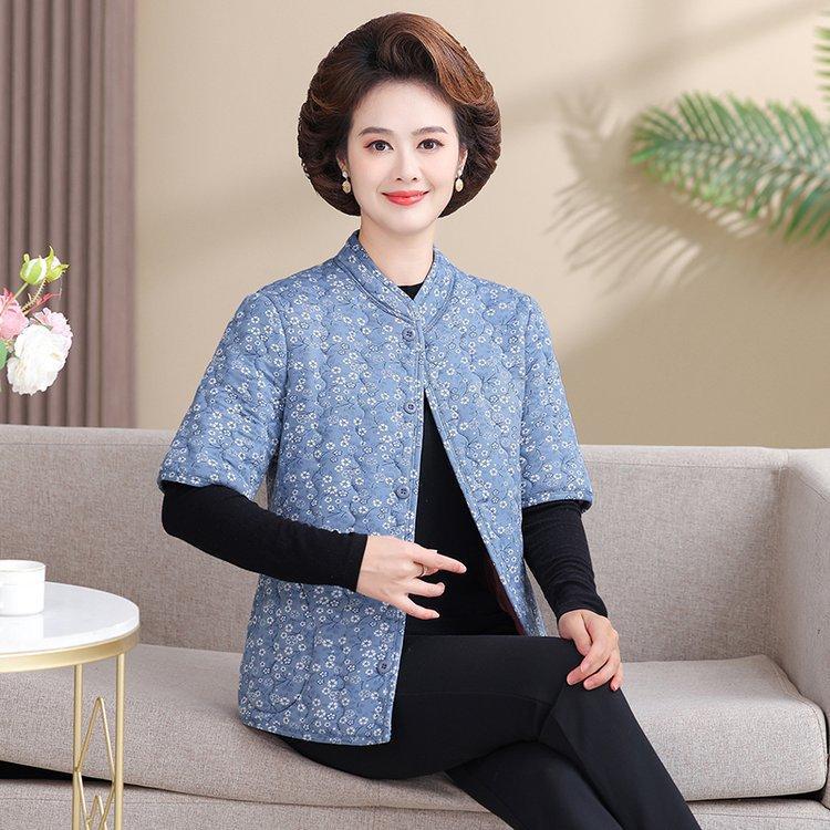 Women's Camel Down Cotton Vest for 50-60-Year-Olds: Thick, Mid-Sleeve Winter Jacket