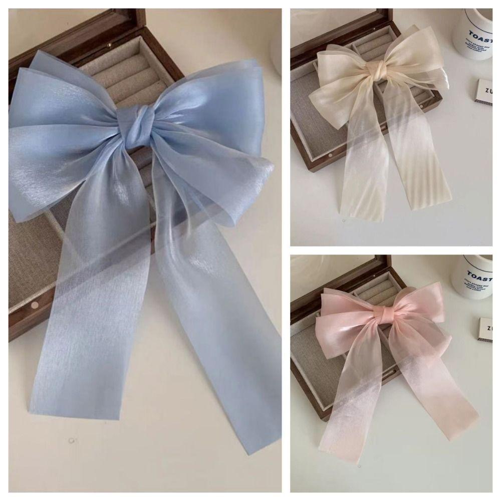 Balletcore Bow Spring Clip Ribbon Mesh Bow Hairpin Cute Balletcore Hair Clip  Girl
