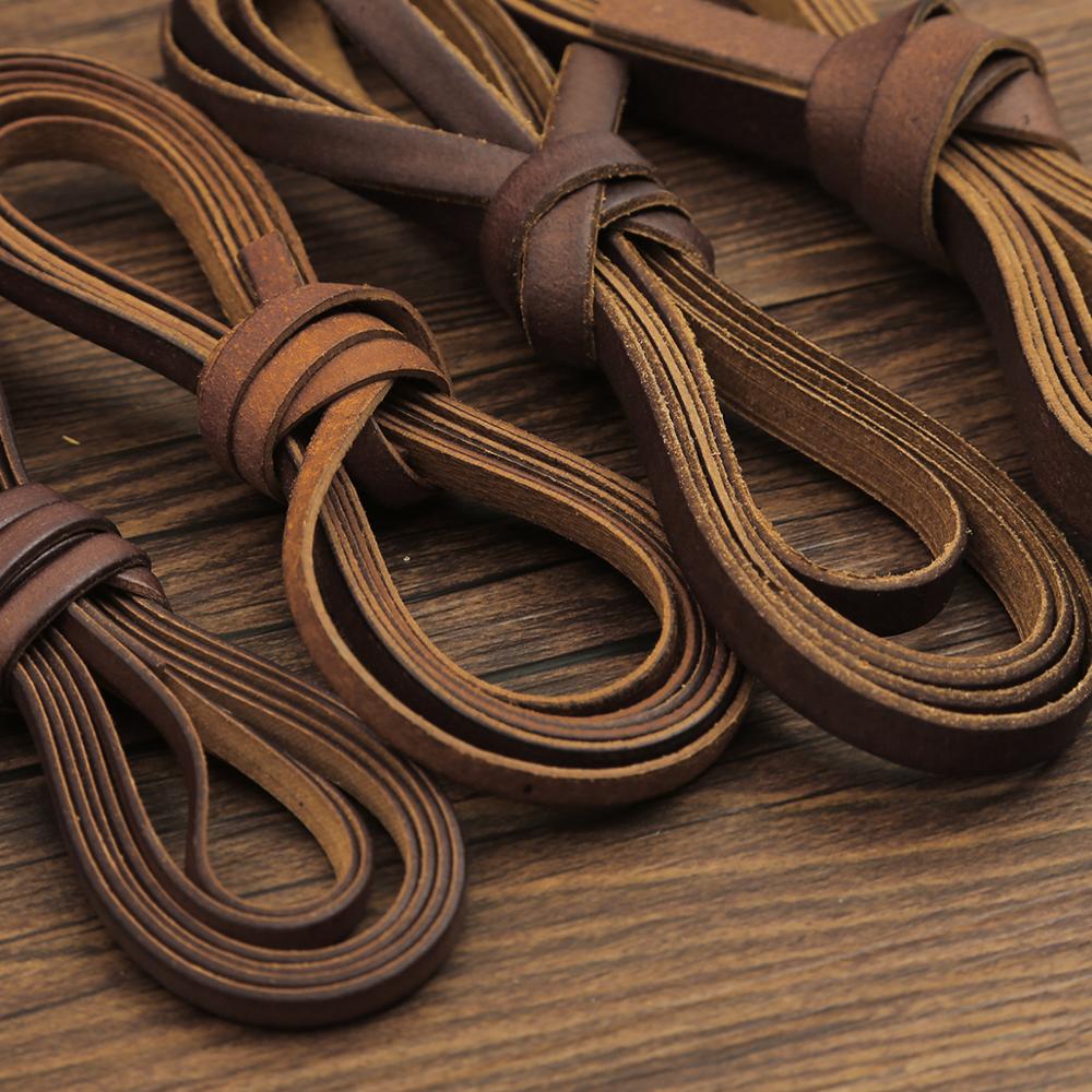 High Quality 2M Retro Natural Genuine Leather Cord 1.5-10mm Round/Flat Cow Leather Rope DIY Craft Bags Leather Craft
