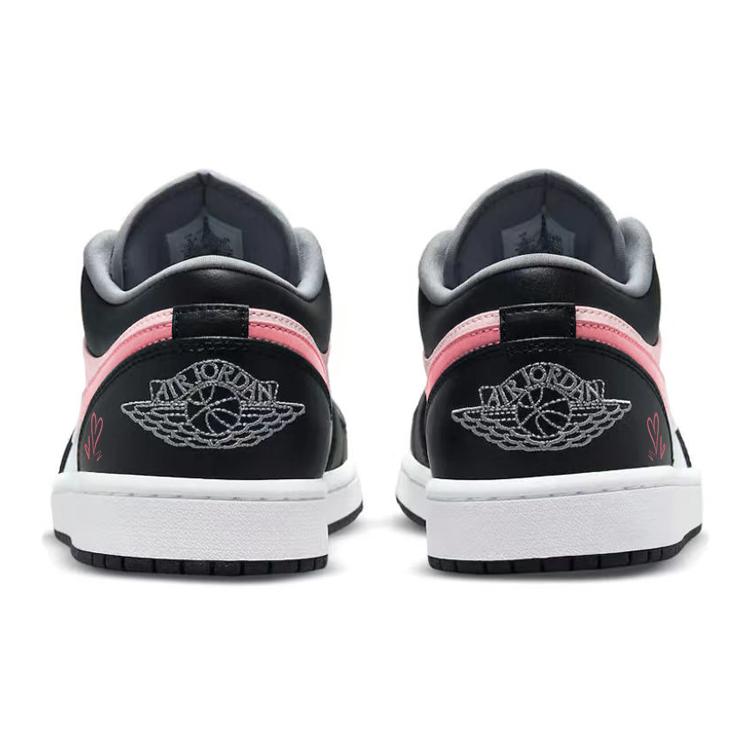 Jordan Air Jordan 1 Heartbeat Heart, Urban Chic Style Black Pink Love Cushioning Slip Resistant Abrasion Resistant 553558-040(Team56-)