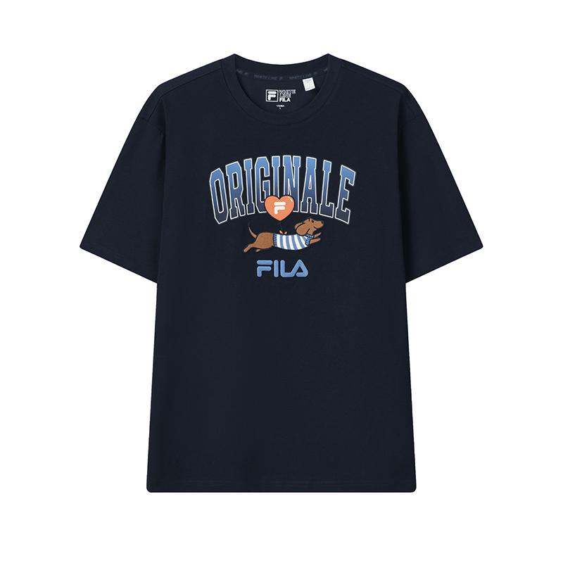 FILA Original Classic Versatile Comfortable Casual T-Shirt Men tops Legendary-Blue F61M629102FNV 4XL