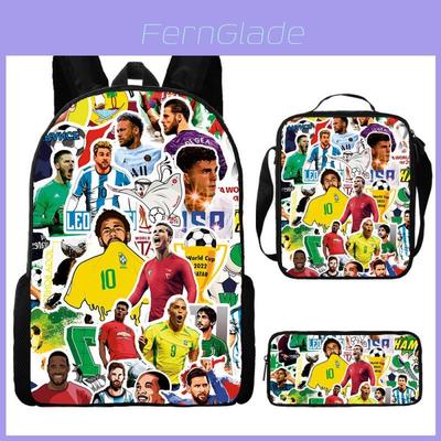 Messi Soccer Star Backpack Set With Nylon Material For School Use And Storage