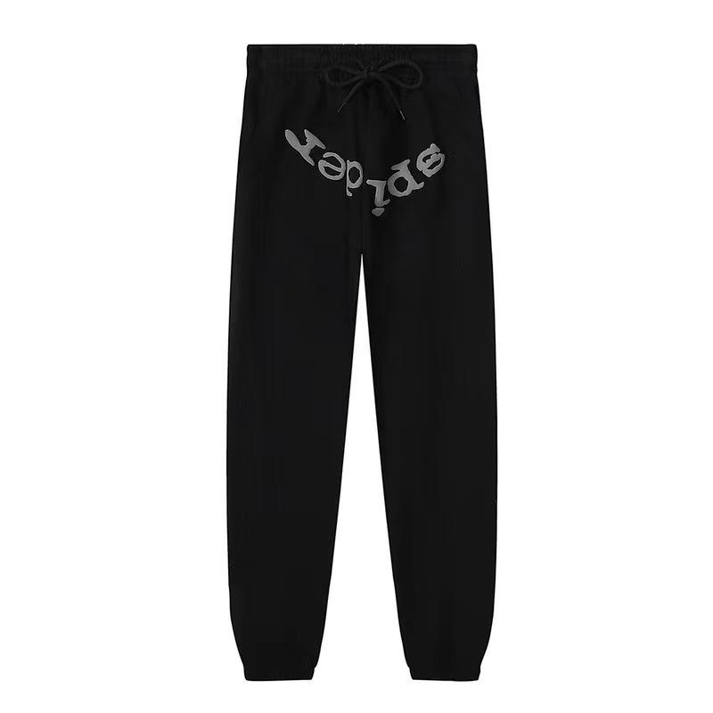 Unisex Loose Fit Two Piece Tracksuit Long Sleeve Hoodie Elastic Waist Sweatpants Spider Rhinestone Print Streetwear Matching Outfit Set