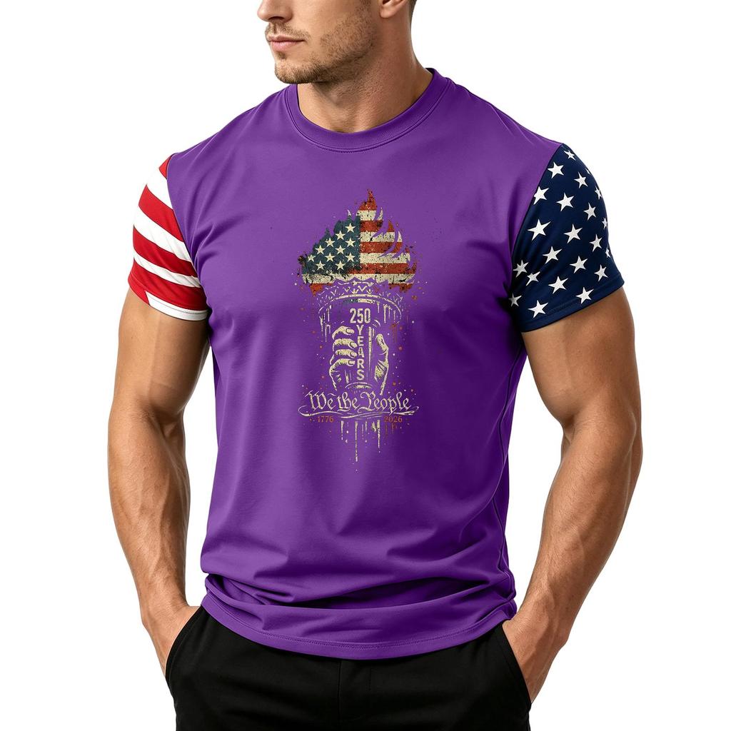 Men's Loose Fit Short Sleeve T Shirt with Flag Print Casual Summer Daily Wear Lightweight Breathable Fabric