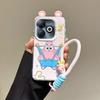 KEYSION Cute Ear Cartoon Case for Infinix Hot 40i with Lanyard Soft Silicone+PC Shockproof Phone Cover for Infinix Smart 8 HD