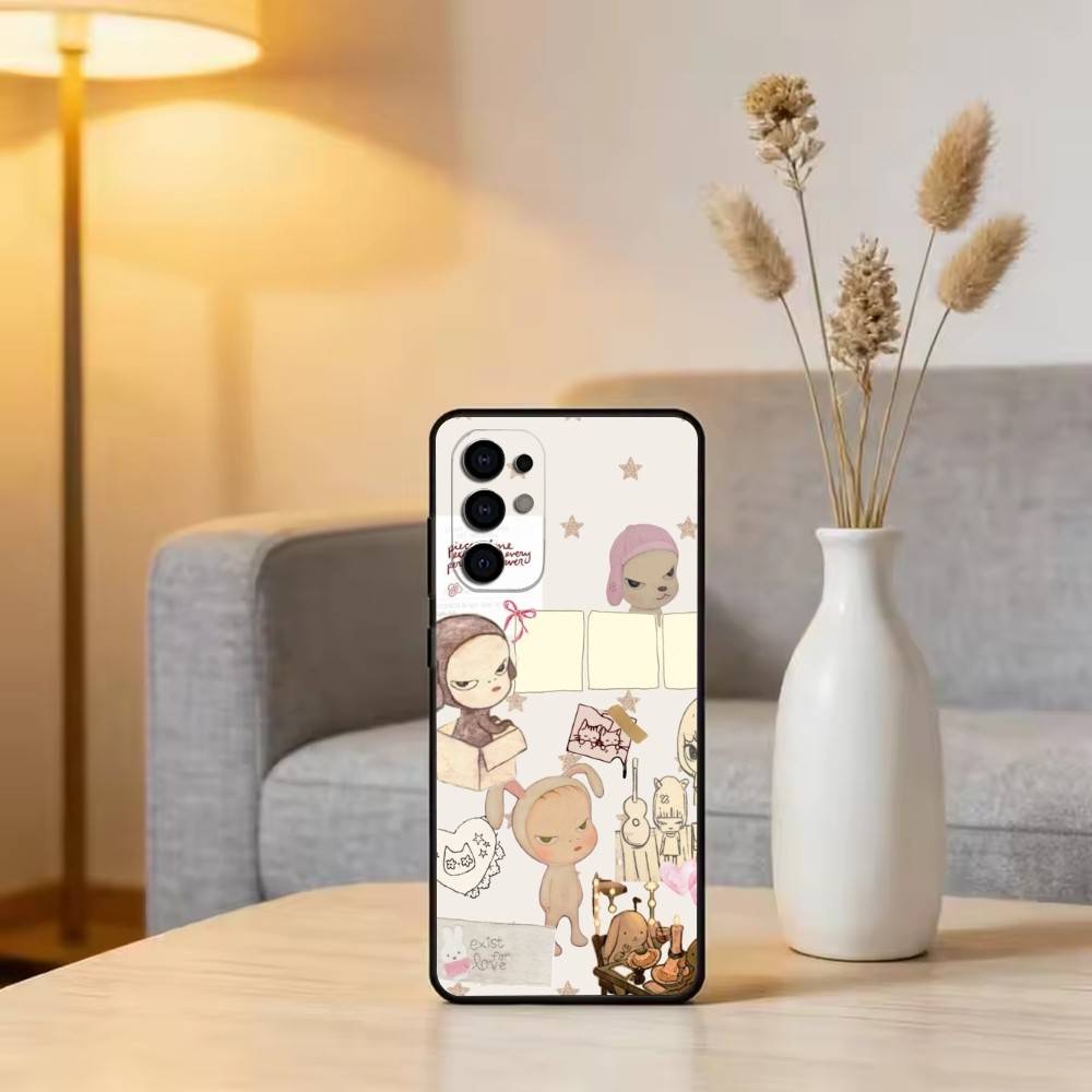 Art of Japan Y-Yoshitomo Nara Phone Case For Samsung S25,S24,S21,S22,S23,S30,Ultra,S20,Plus,Fe,Soft Silicone Black Cover