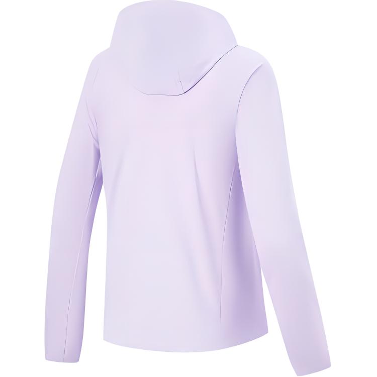 Li Ning Sports Casual Simple Solid Color Hooded Zip-Up Sweatshirt Women Sweatshirt Purple AWDU668-4