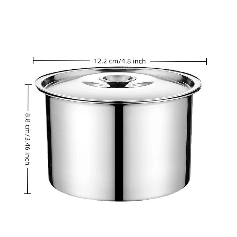Stainless Steel Food Storage Containers with Hangable Lids Space Saving Reusable Eco Friendly for Zero Waste Kitchen 12cm