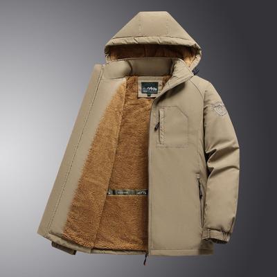 Autumn and Winter Outdoor Casual Jacket, Large Size, Medium and Long, Velvet, Thickened and Breathable Men's Jacket