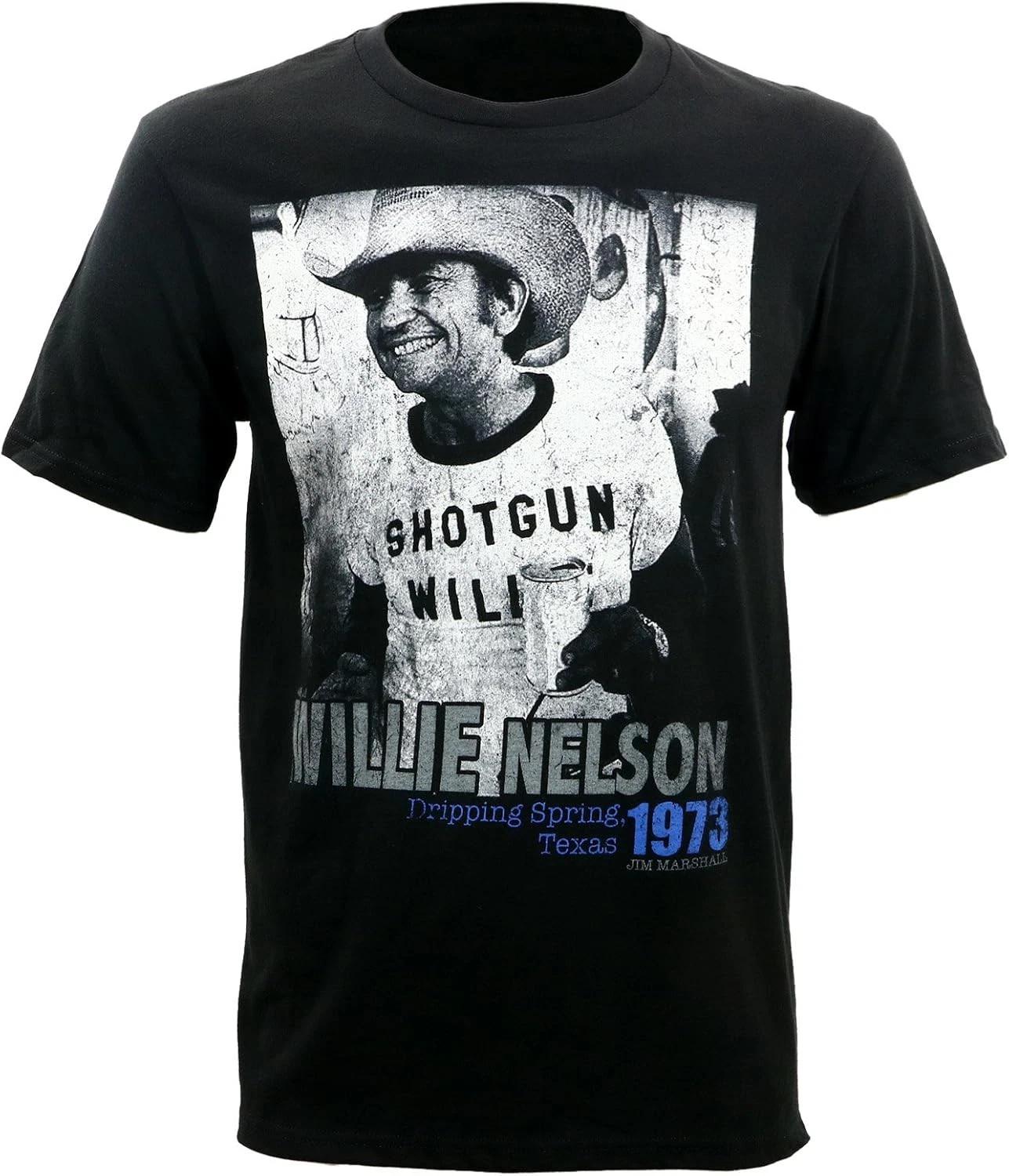Authentic WILLIE NELSON Jim Marshall Photo Shotgun Beer Slim T-Shirt S-2XL NEW XL