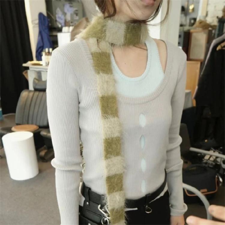 2000s Thin Scarf Harajuku Long Striped Scarf All Matching Neck Wrap Photo Neckwear