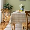 Cotton Linen Table Cloth Small Fresh Checkered Desk Cover Nordic Tassel Runner