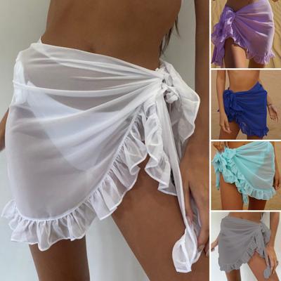 Nefes Alabilen Dantel Bağcıklı Polyester Havuz Partisi Yazlık Elbise Mayo Etek Plaj Giyimi için