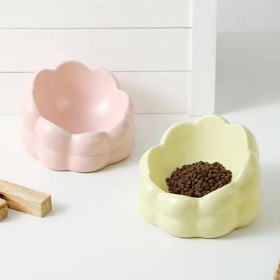 Pet Oblique Ceramic Bowl Large Caliber Mutual Neck Anti-knock Cat Feeding Bowl Supplies
