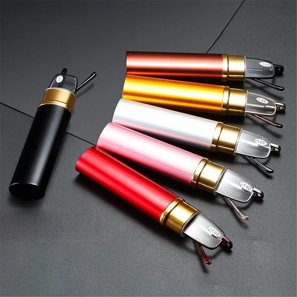 Compact Slim Portable Anti-blue light Reading Glasses Readers for Men Women with Pen Clip Tube Case Presbyopia Eyeglasses