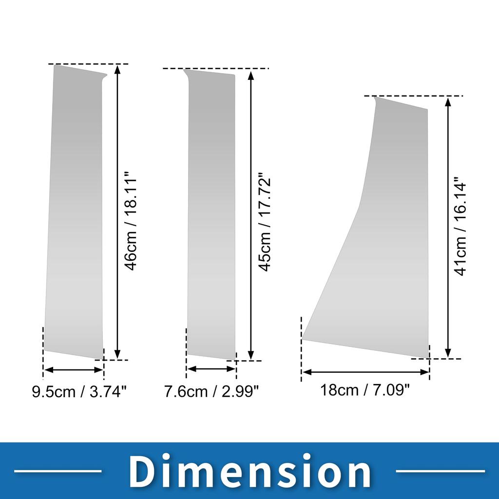 ABSOPRO Door Pillar Window Trim Stickers for Pillar Door Outer Exterior Covers for Mitsubishi Pajero Silver Tone Anti-Scratch Posts, 2016-2023,