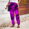 Women Abstract Printing Pants Lace Up Elastic Waist Loose  Trousers Casual Long Pants Trousers with Pockets
