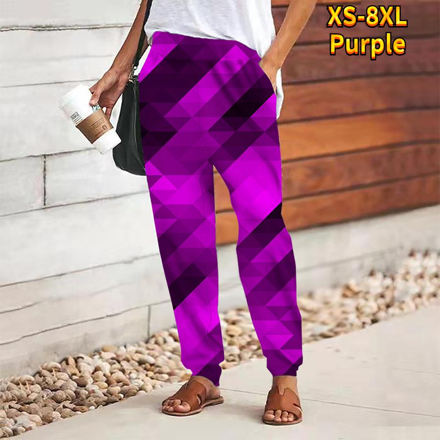 Women Abstract Printing Pants Lace Up Elastic Waist Loose  Trousers Casual Long Pants Trousers with Pockets