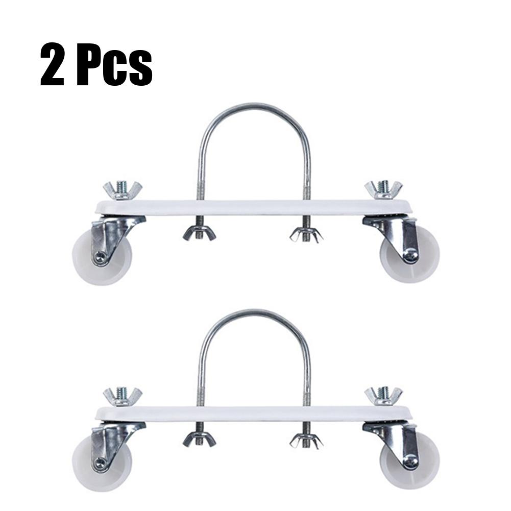 2 Pieces Mobile Pulley Bracket for Electric Heaters with Carbon Steel Construction and 360 Degree Rotating Casters