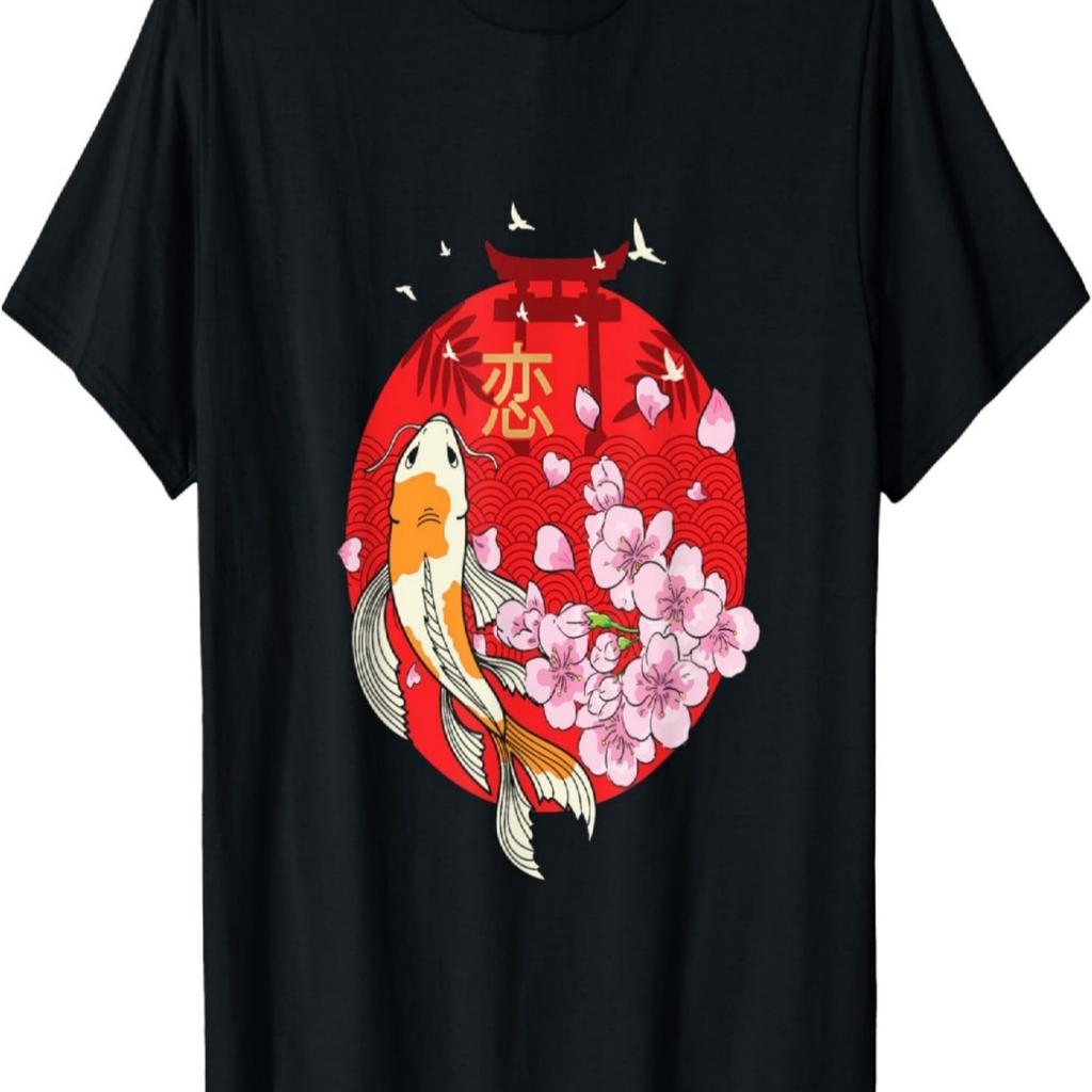 T-shirt Pesce Koi Carpa Nishikigoi Fiore di Ciliegio Sakura(33)