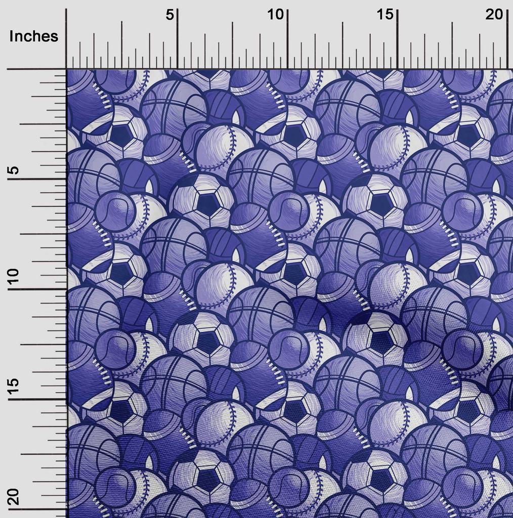 oneOone Cotton Flex Dark Blue Fabric Sports Basket & Football Quilting Supplies Print Sewing Fabric By The Yard 40 Inch