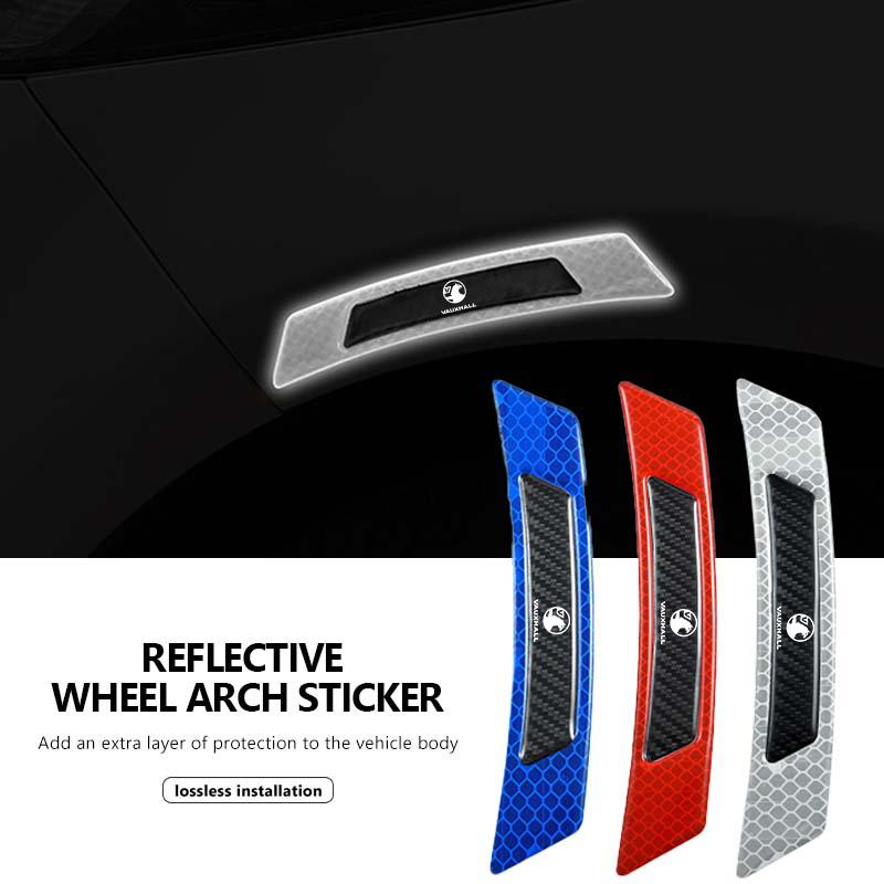 For Vauxhall 2PCS Car Reflective Stickers Wheel Eyebrow Sticker Warning Decal Strip Accessories VXR Astra Mokka Tigra Corsa
