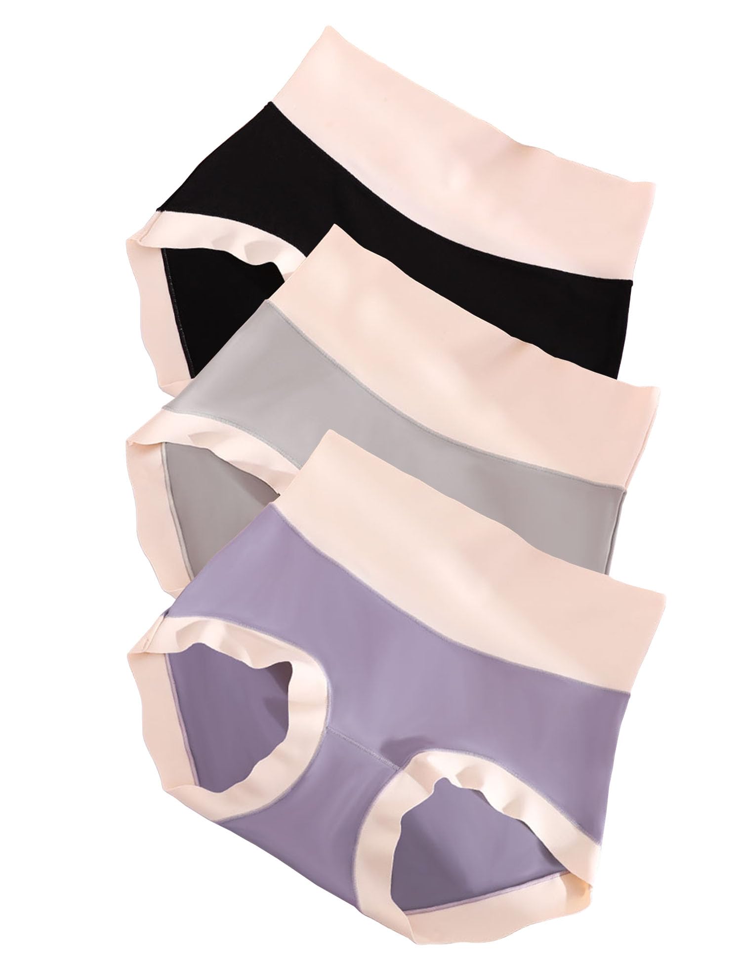 

Мягкое и удобное нижнее белье для дышащего бесшовного, рекомендуемый вес [QFLIREN] Женское, нижнее белье с высокой посадкой, 3 штуки, (45-65 кг)