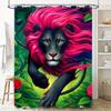 Enchanting Lion Shower Curtain Multicolor Fantasy Art Decorative Bath Mat Cover for Bathroom Accessories in Kitchen Dining