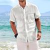 Men’s Plus Size Loose Fit Cotton Linen Short Sleeve Shirt