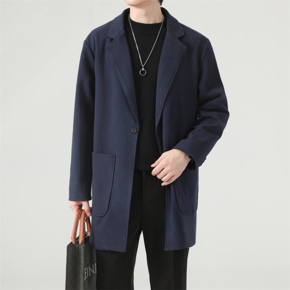 Woolen Coat Medium and Long Trench Coat Youth Suit Loose Men's Coat