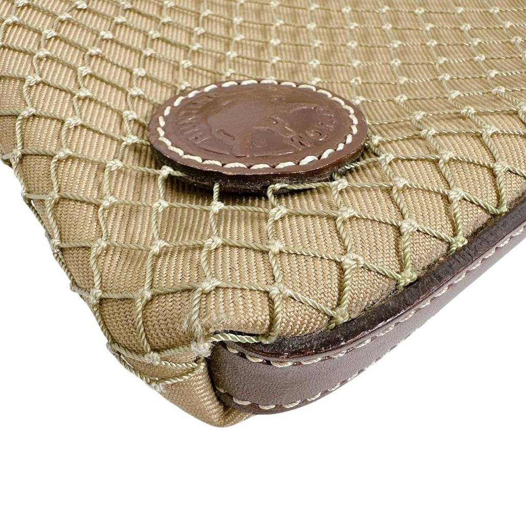 HUNTING WORLD Diagonally hung Shoulder Bag canvas Khaki x Brown unisex Used