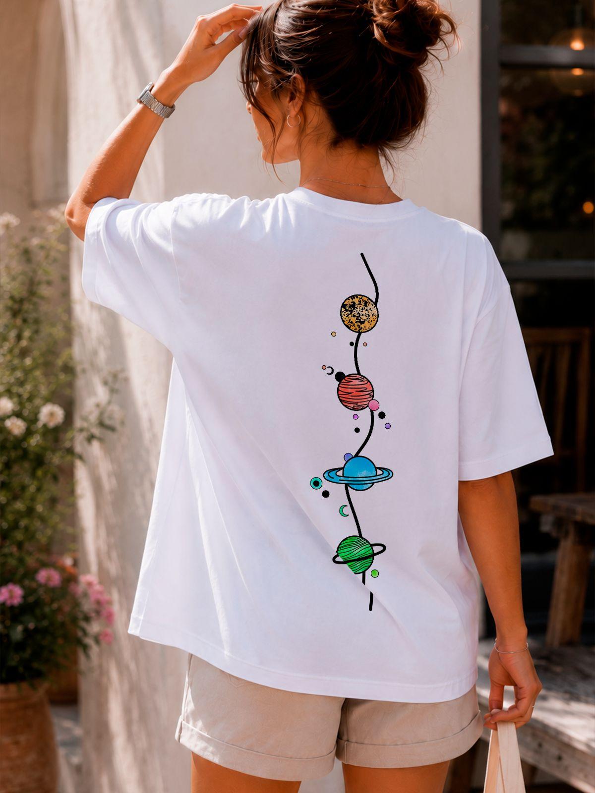 Harajuku Graphic Print T-Shirt 90S Women Vintage T Shirt Y2K 260g Cotton Summer Oversized Tees Streetwear Gothic Punk Tops S белый