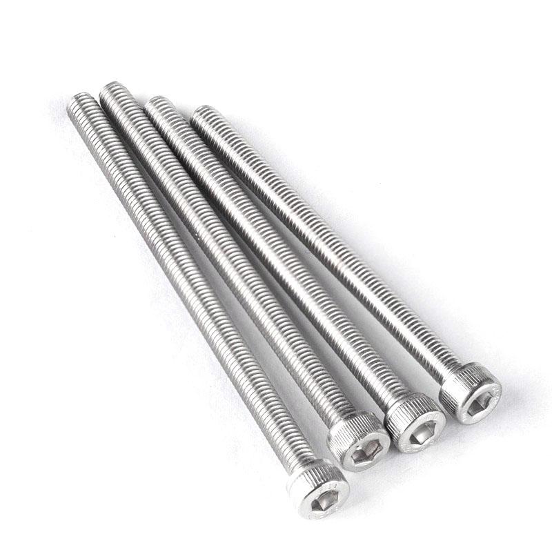 M6 M8 M10 304 Stainless Steel Extended Hexagon Socket Screw Cup Head Full Tooth Cylindrical Head Bolt Length 50mm-200mm