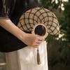 Tai Life Women's Handmade Wabi-sabi Cattail Fan: Artistic Summer Rattan Craft, Chinese Style Intangible Heritage Round Fan