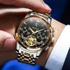 OLEVS Mechanical Automatic Moon Phase Watch Stylish Skeleton Waterproof Popular Luminous Watch for Men