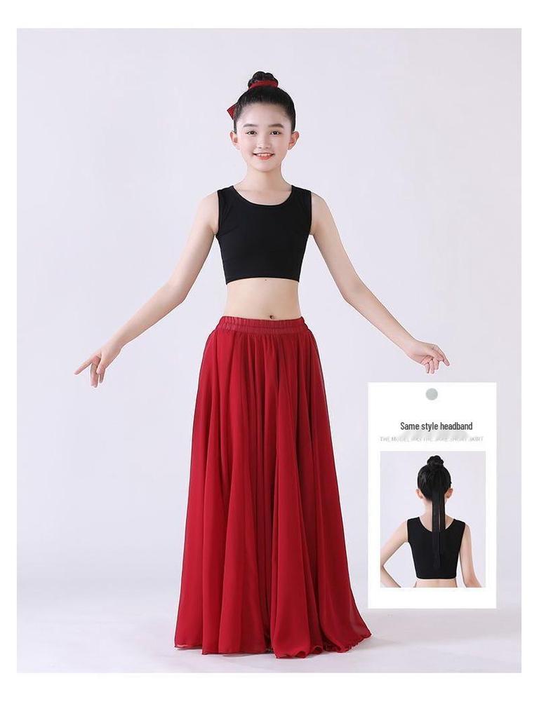 Children's 720-Degree Swing Skirt for Dance Performances – Classical Chinese Dance Skirt for Girls