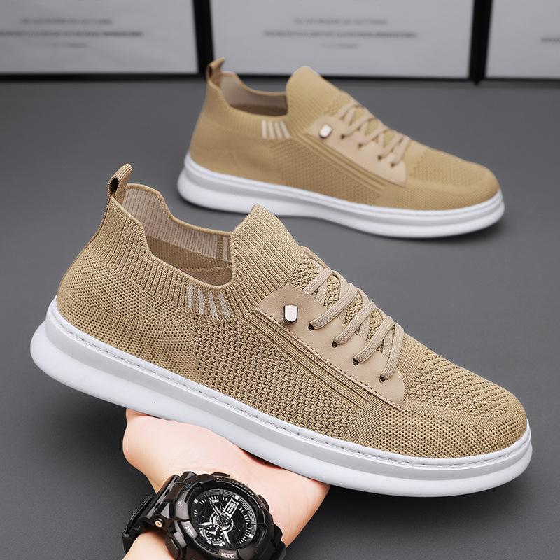 Quality Flying Weaving Sneakers Medium Fashion Mesh Shoes Comfortable Lightweight Breathable Board Shoes Black Shoes