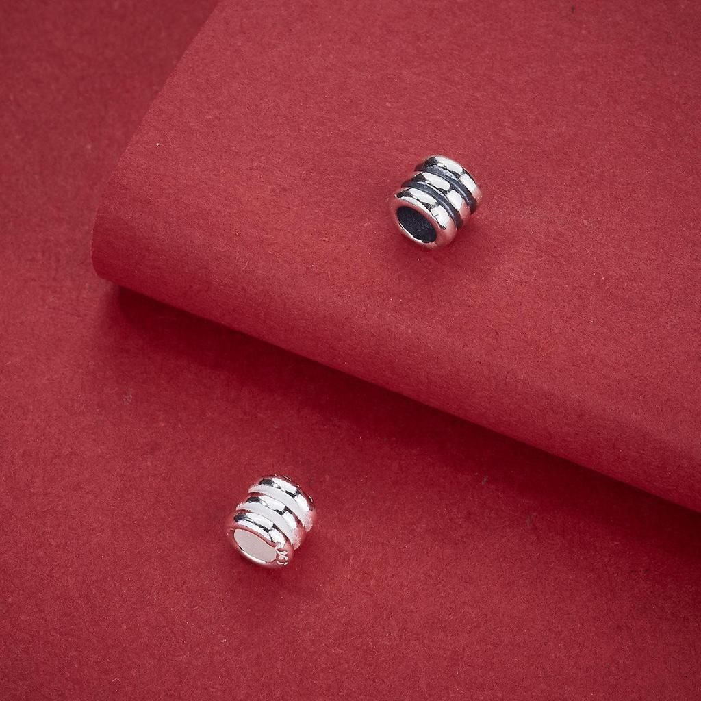S925 Sterling Silver Striped Spacer Barrel Beads for DIY Beading, Crystal Bracelet, Rope Bracelet, Necklace Accessories.