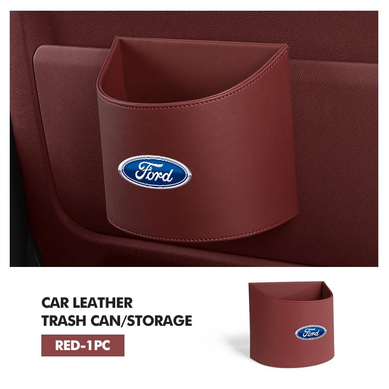 Car Door Leather Trash Can Auto Hanging Rubbish Storage Bag For Ford mk2 mk3 Ranger Mondeo mk4 S-MAX Kuga Mustang Fusion