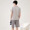 Fenteng [100% cotton] summer contrasting round neck new short sleeved thin home suit set men's pajamas