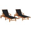 Sun Loungers Set of 2 with Cushions Solid Acacia Wood