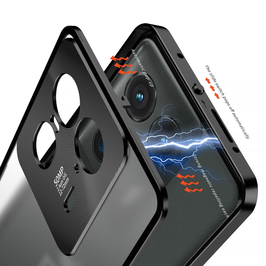 For Motorola Edge 50 Ultra 5G/Moto X50 Ultra 5G Deksel Pop-Up Snap Lås Aluminiumslegering+PC Matt Telefondeksel