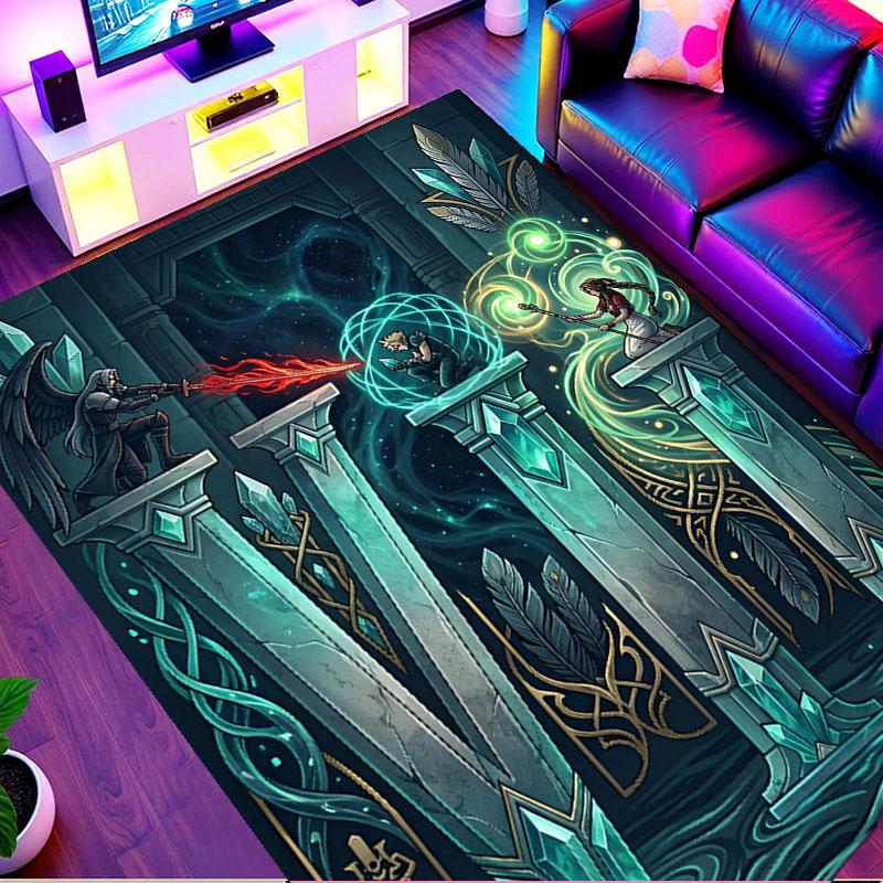 Final Fantasy Print Rug, Washable Floor Carpet, For Entryway Dorm Laundry Room Office Study, Home Decor Birthday Christmas Gift