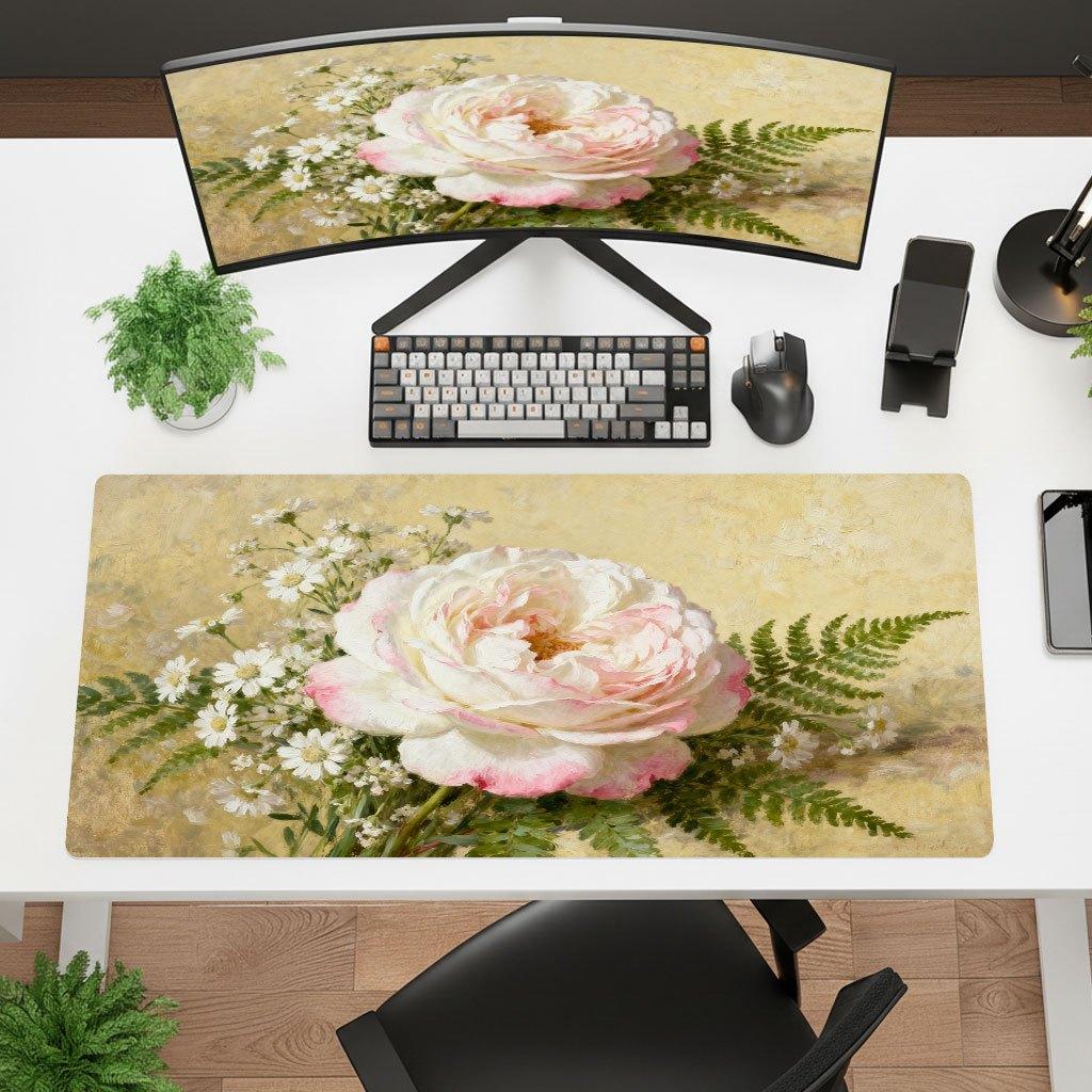 Brand Floral Mouse Pad Large Iron Art Desk Mat Ultra Hd Printing Nonslip Rubber Backing Washable Gaming Keyboard Mat