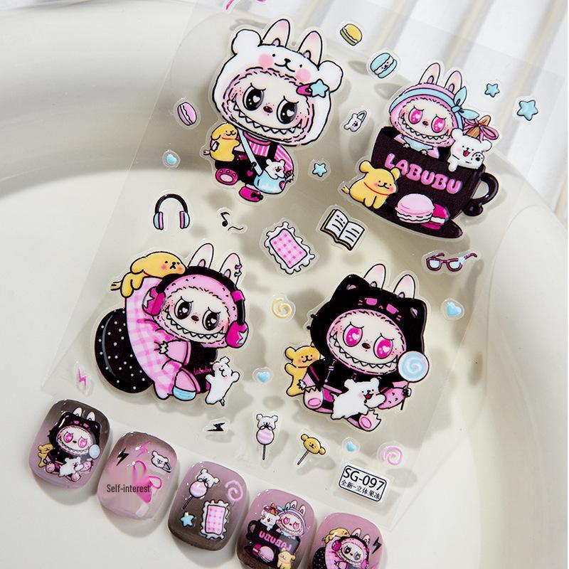Skyline Labubu Stickers: Cute DIY Nail, Phone, Journal & Water Cup Decor for Small Dogs