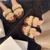 Fashion Wool Slippers Women's Autumn and Winter New Muffin Thick Bottom To Increase Temperament One-word Cotton Slippers