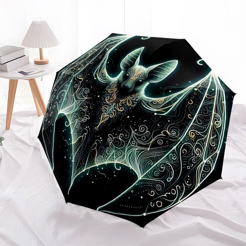 1pc Bat Wings Automatic Folding Umbrella, Lightweight Retractable Compact Travel Umbrella, 8-Rib Sturdy Frame090