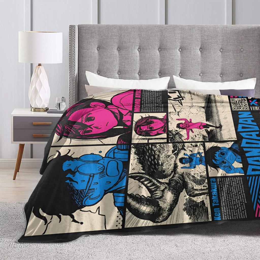 MOMO  OKARUN Dandadan Blankets  Travel Office Flannel Throw Blanket For Outdoor Soft Warm Design Quality Bedspread Gift Idea