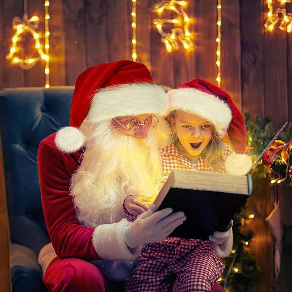 Santa Cap Plush Fur Christmas Cap Unisex Santa Hat for Adult & Kids Comfortable Soft Free Size Santa Clause Hat Cap Christmas Decorations Items